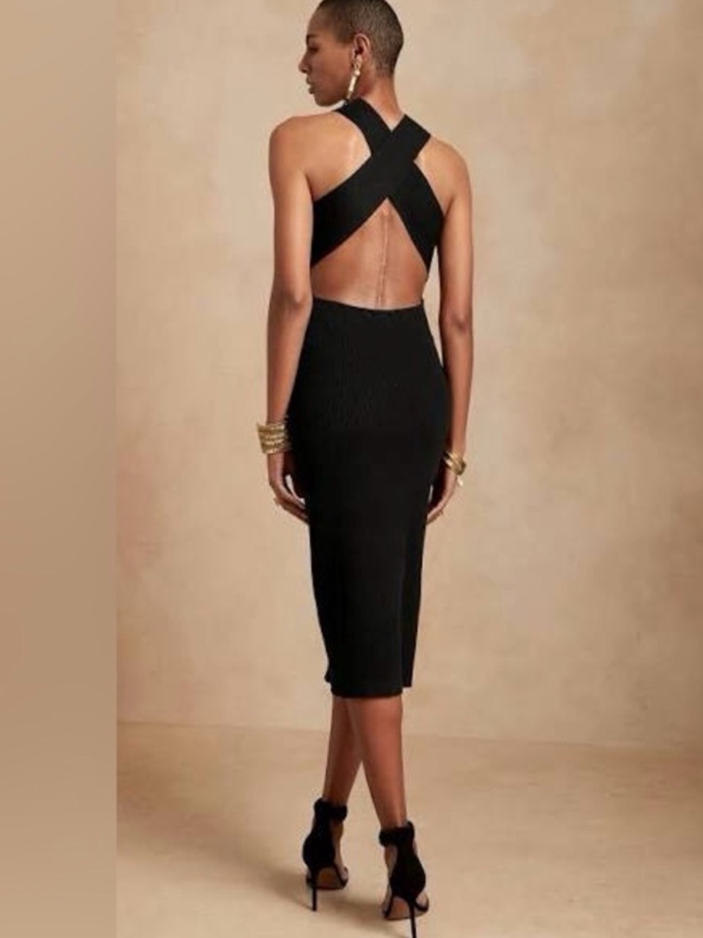Banana Republic Volta Halter Sweater Dress Black